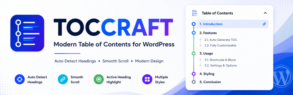 TOCCraft – Modern Table of Contents for WordPress